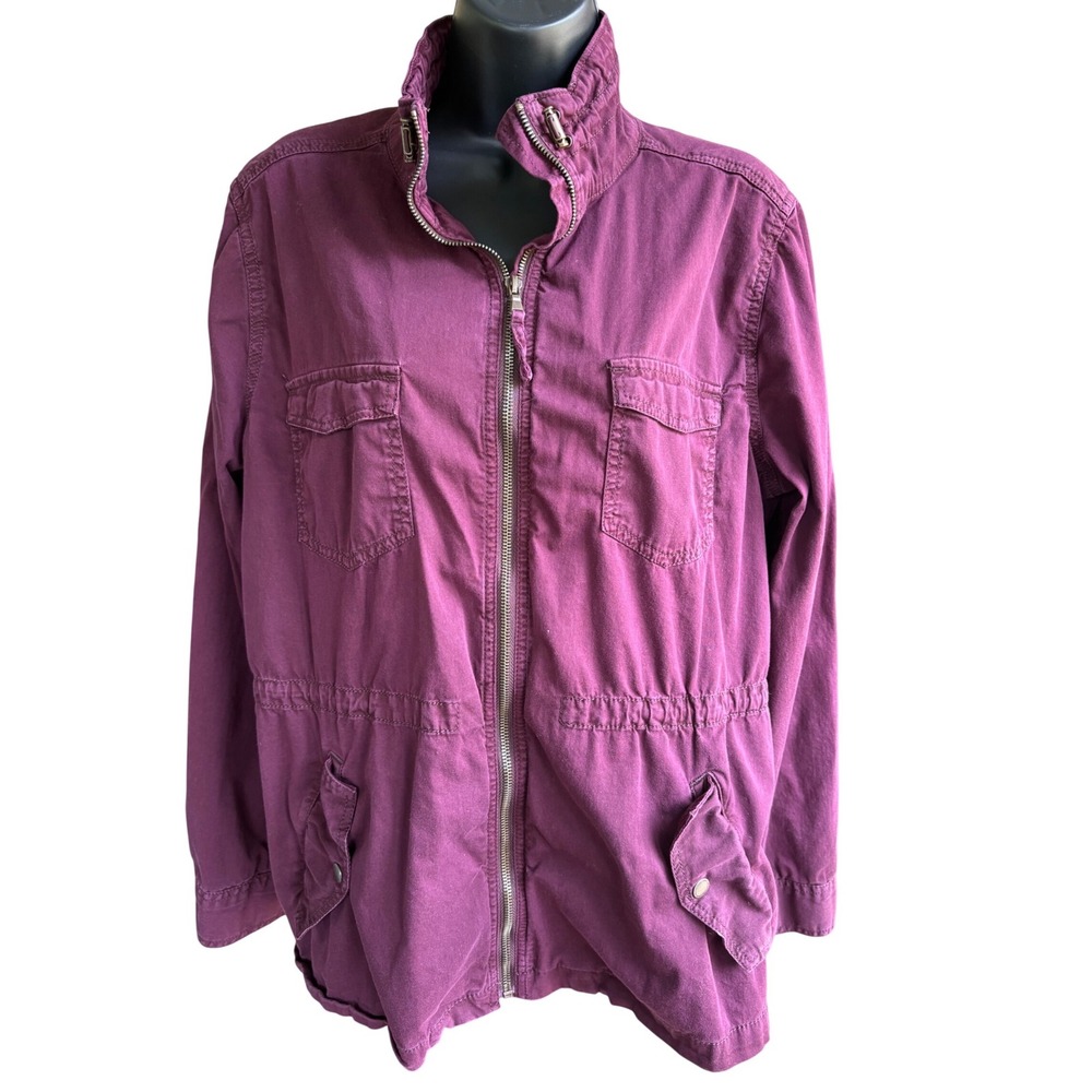 Sonoma Goods For Life Womens XL Purple Utility Jacket Cotton Stretch Full Zip